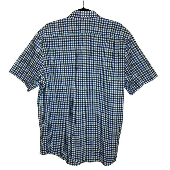L.L. Bean Blue Green Plaid Wrinkle Free Slightly Fitted Button Down Cotton Shirt - Picture 2 of 3